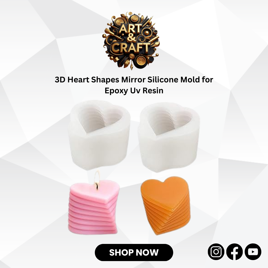 3D Heart Shapes Mirror Silicone Mold for Epoxy Uv Resin