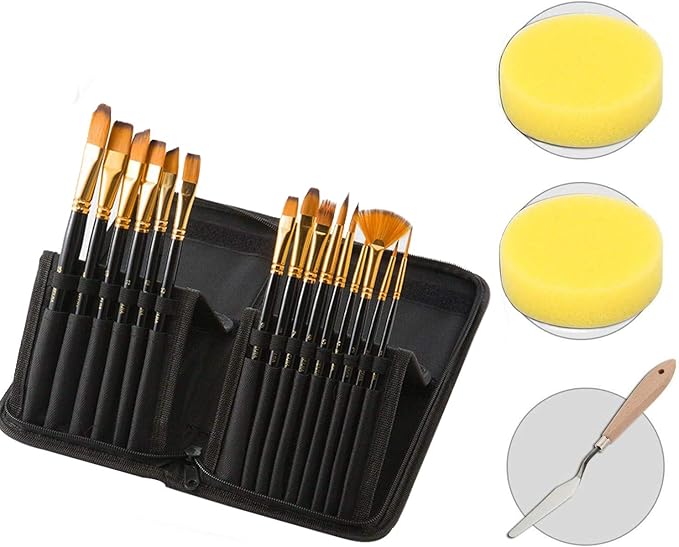 Watercolor Paint Brushes，Acrylic Paint Brush Set,Artist Paint Brush Set 15pcs